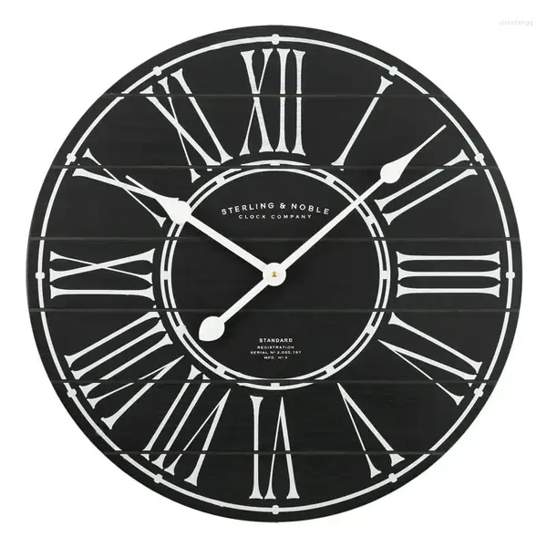 Relógios de parede Interior Preto Analógico Redondo Moderno Relógio de Fazenda com Decoração Numeral Romana Digital Mecanismo Re
