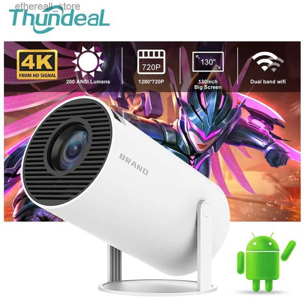 Projetores Thundeal HY300 1080P Projetor 4K Filmes Android 11 WiFi6 BT5.0 720P Mini Outdoor Portátil Projetor Smart Home Theater Beamer Q231128