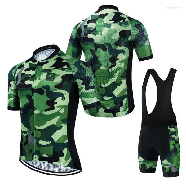 Conjunto de ciclismo de camuflagem de camuflagem 2023 homem de verão ropa ciclismo roupas de bicicleta de bicicleta respirável roupas de roupas de triatlo