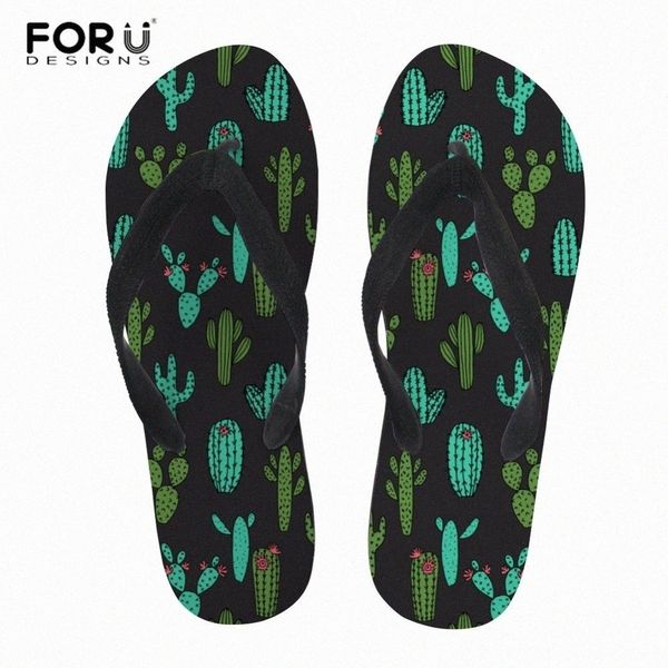 forudesigns Women Slippers Personality Cactus Slippers Prints Female Slip On Bathroom Flipflops Lady Soft Rubber Sandals Zapatillas MujM8FK#