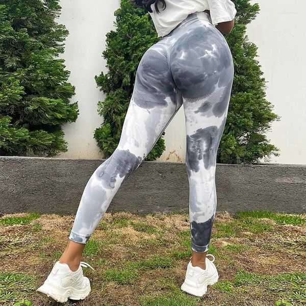 Leggings pour femmes Femmes Vêtements d'extérieur Tie Dye Pantalons de yoga Sport sans couture Taille haute Push Up Collants Entraînement Gym Fitness Pantalons de sport