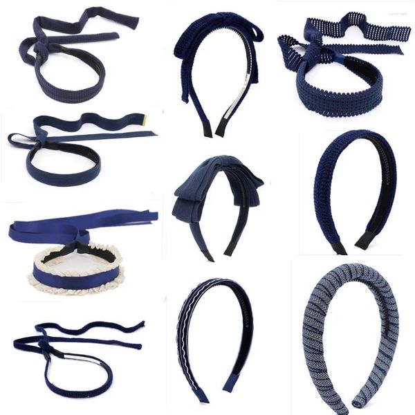 Accessori per capelli 001W Blu Navy Uniforme scolastica Colore Arco per ragazze Clip per capelli Fascia per capelli