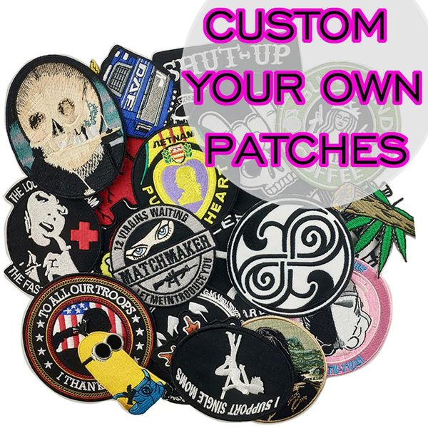 Acessórios personalizados seu design de bordado de design Patches PVC 3D Gancho e loop Merrow Border bordados bordados para roupas