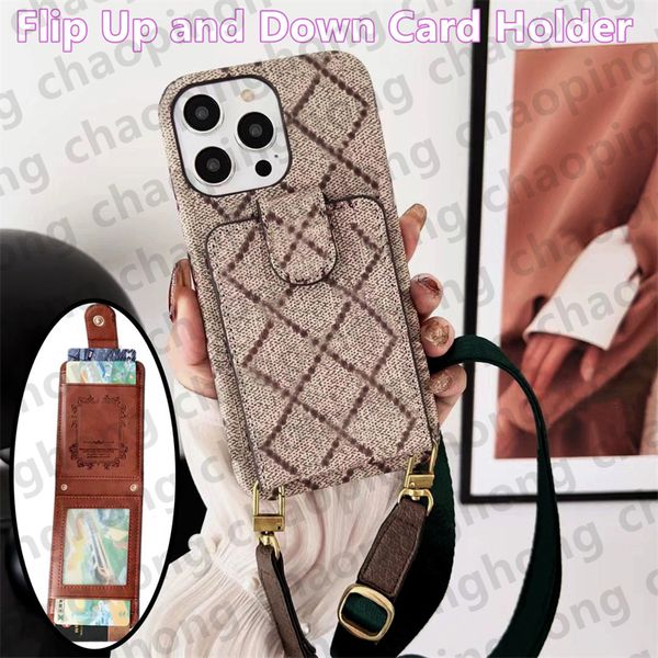 Para iPhone 15 Pro Max Case Luxurys Marcas Celulares Capas Crossbody Womens Mens Designers Couro Monograma Phonecases com Corrente iPhone 14 13 12 11 Pro Pro Max Capa