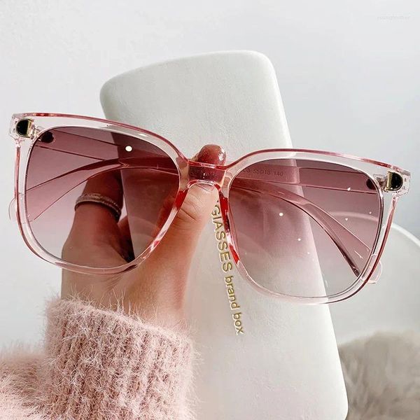 Sonnenbrille Übergroße Quadratische Frau Mode Großen Rahmen Retro Sonnenbrille Weibliche Rosa Farbverlauf Vintage Shades Spiegel