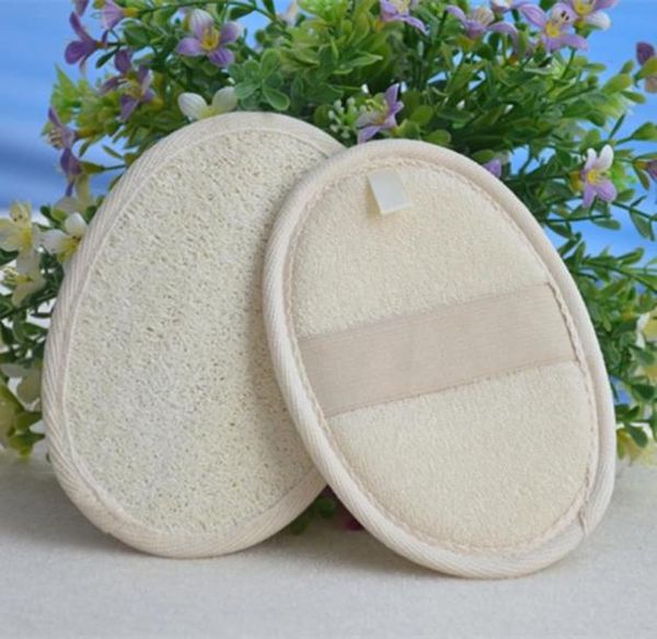 Morbido esfoliante spugna di luffa naturale cinghia da bagno maniglia pad doccia massaggio scrubber spazzola pelle corpo bagno spa lavaggio accessori3042041