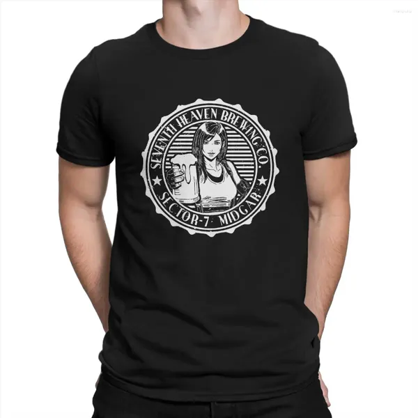 Homens Camisetas Sétimo Céu Brewing Company Camisa Homens Algodão Vintage Camisetas Pescoço Redondo Final Fantasy Tifa Lockhart Tees Manga Curta