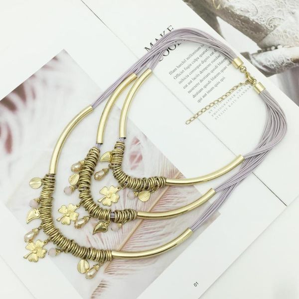 Colares pendentes de colada de ouro de ouro vintage Declaração de cristal de luxo para mulheres Boho Jewelry 2 Colors Mrs Win
