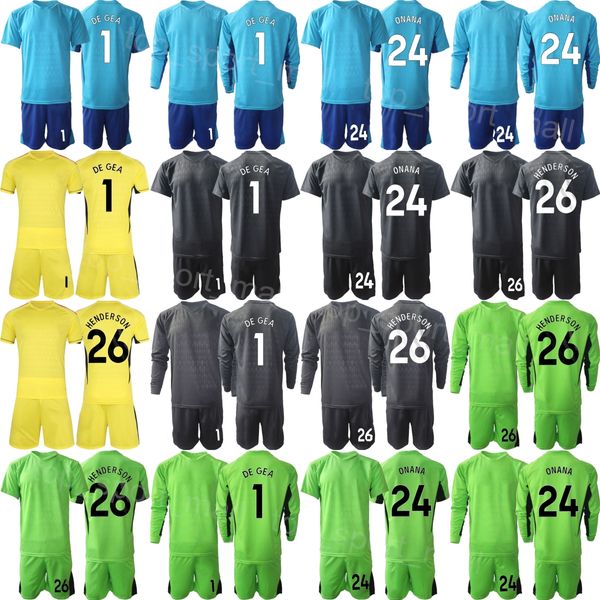 Club Team 23 24 Goleiro Futebol 24 Andre Onana Jersey Set Homem Crianças Manga Longa David de Gea Sergio Romero Peter Schmeichel Edwin van der Sar Camisa de Futebol ManLian