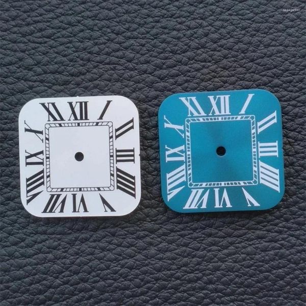 Kits de reparo de relógio quadrado 27mm mostrador estéril rosto branco azul apto para nh36 numerais romanos movimento automático peças masculinas