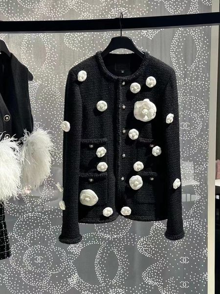 Chan novas jaquetas para mulheres jaquetas de flores casaco feminino casaco feminino designer feminino 2023 jaqueta de inverno feminina designer moda tweed jaqueta presente de natal