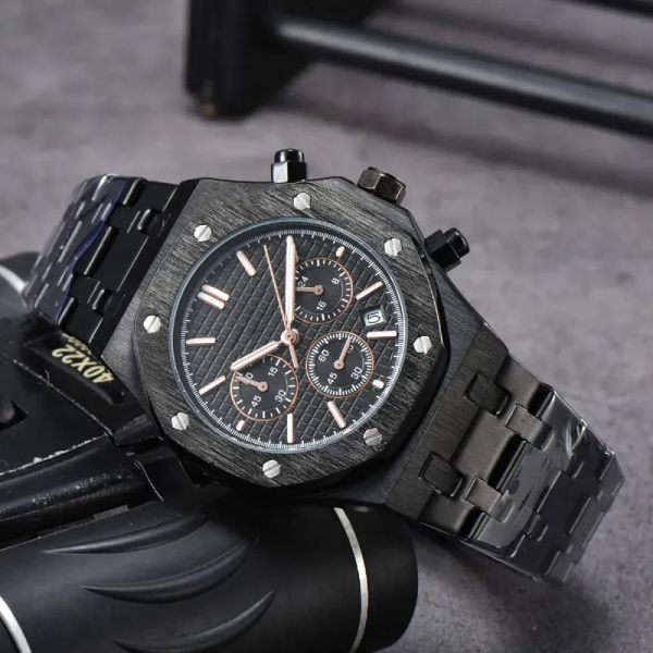 AP heiße Armbanduhren Männer Herren DATUM Sechs Nadeln Uhren Chronograph Kalender Alle Zifferblatt Arbeit Quarzuhr Top Luxusmarke Chronograph Uhr Uhrenarmband Mode A010