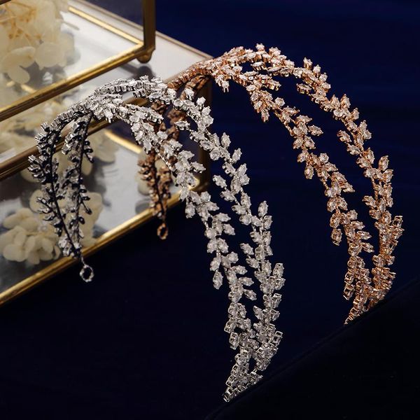 Fermagli per capelli Mollette Irregolare CZ Zircone Diademi da sposa Corone Fasce Fasce per capelli da sera in cristallo Accessori per la sposa Gioielli da ballo