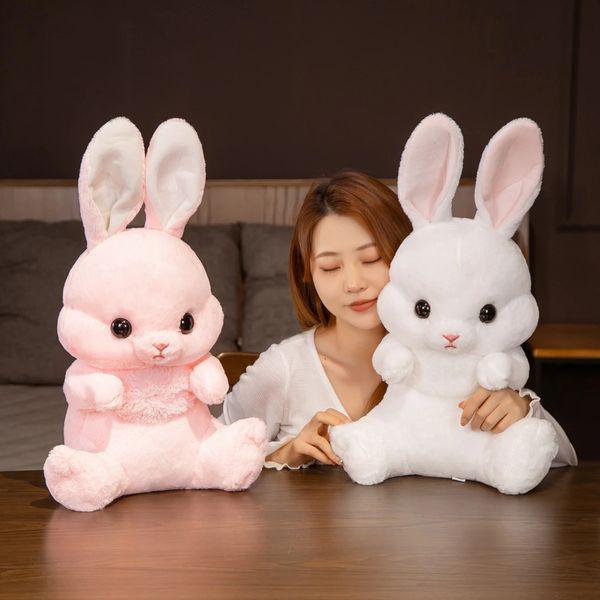 45/55cm Güzel Oturan Tavşan Peluş Oyuncaklar Kawaii Uzun Kulak Tavşanı Peluş Yastık Dolgulu Yumuşak Dolls Çocuk Doğum Günü Brinquedos Hediye La630