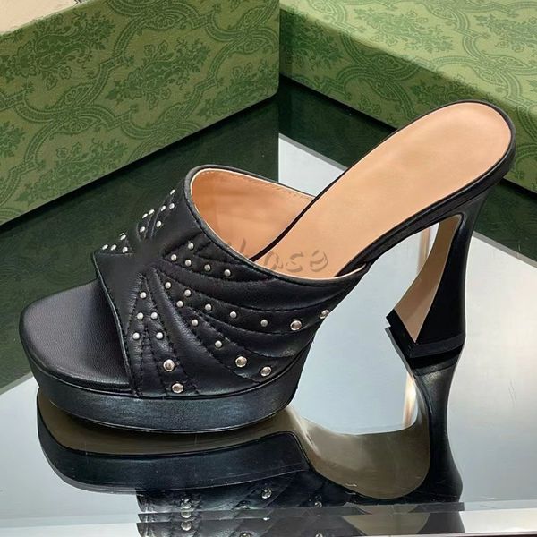 Mulheres de luxo plataforma slide sandália rosa derme carta intertravamento salgueiro prego fundo grosso chinelos de salto grosso peep toe moda senhora salto alto