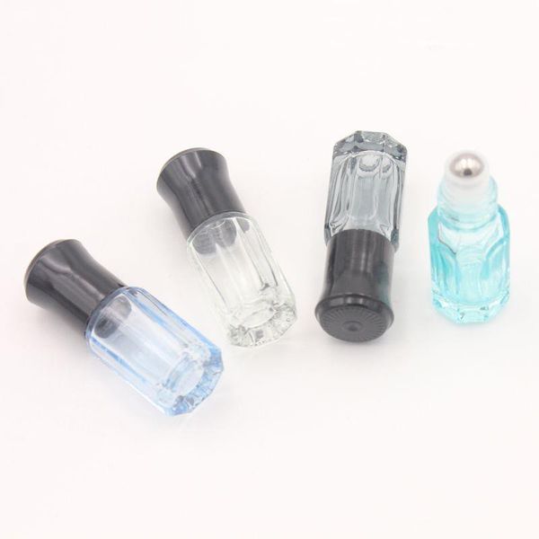 Mini bottiglia a rullo in vetro colorato da 3 ml Mini bottiglie di olio essenziale da 6 ml con rullo in acciaio inossidabile sulla sfera Nxldi