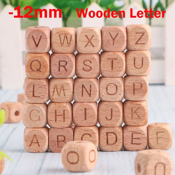 Baby Beißringe Spielzeug Kovict 12 mm 1001000 Stück Natur Buche Holz Buchstaben Perlen Alphabet für DIY Schnullerkette Schmuckherstellung Zubehör 230427