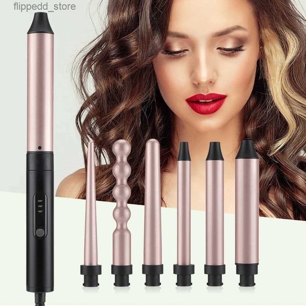 Curling Irons 5 em 1 Profissional Cabelo Curling Iron Cerâmica Triplo Barril Modelador de Cabelo Ferros Onda Waver Styling Ferramentas Hair Styler Wand Q231128