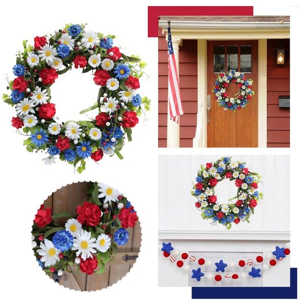 Flores decorativas letras de parede para casa com guirlanda de natal para cemitério memorial porta decorações patrióticas americanas independência de