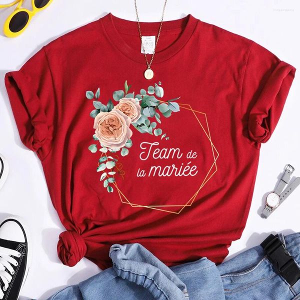 T-shirt da donna Team damigella d'onore T-shirt abbinata alla sposa Top per feste nuziali EVJF Maglietta per regali doccia ROSSO Addio al nubilato