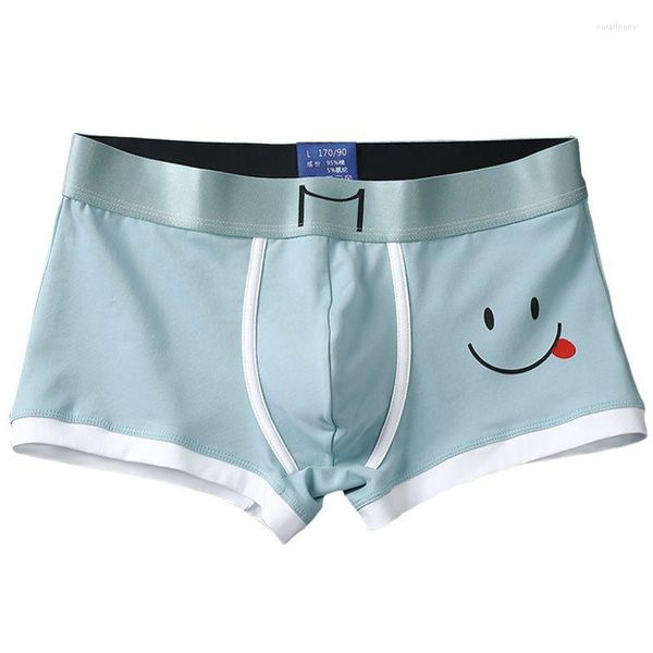 Mutande Boxer da uomo Intimo realizzato in puro cotone Sottile stile estivo Traspirante Confortevole Smile Boy Short Boxer