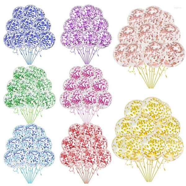 Parti Dekorasyonu 5/10/15/20pcs 12inch konfeti şeffaf balon gül altın lateks balonlar doğum günü bebek duş düğün