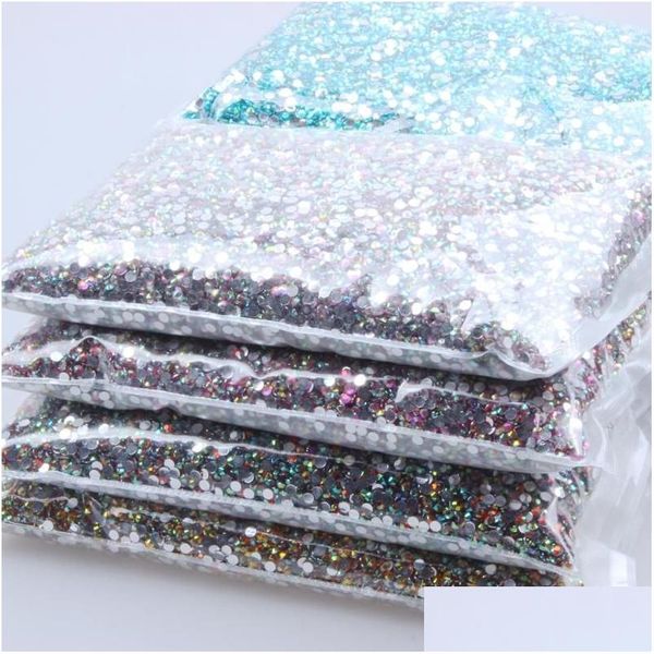 Decorações de arte de unhas Normal AB Cores Resina Strass 4mm 50000 Pcs Flatback Non Fix Glue On para Nails Decoração DIY 3D Jóias Drop Dhzyc