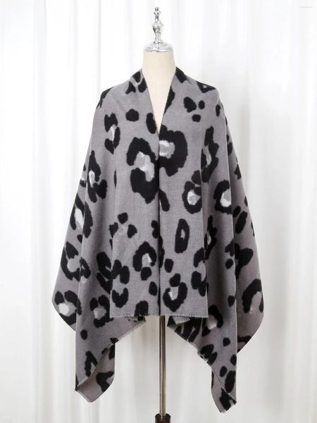 Lenços moda cashmere mulheres leopardo cachecol inverno quente xales e envoltórios bandana pashmina longo feminino foulard grosso cobertor