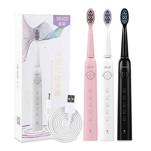 smart electric toothbrush Sonic Electric Toothbrush Sonic USB Rechargeable 5 Modes Smart Ultrasonic Toothbrushes Travel case Oral Care 7pcs brush head J230427