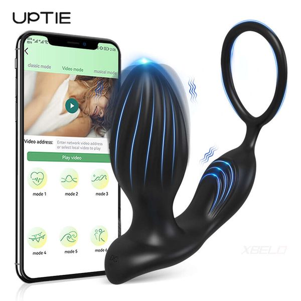 Brinquedo sexual massageador bluetooth app swing anal plug vibrador para homens bunda masculino massageador de próstata com anel de pênis bens adultos brinquedos casais