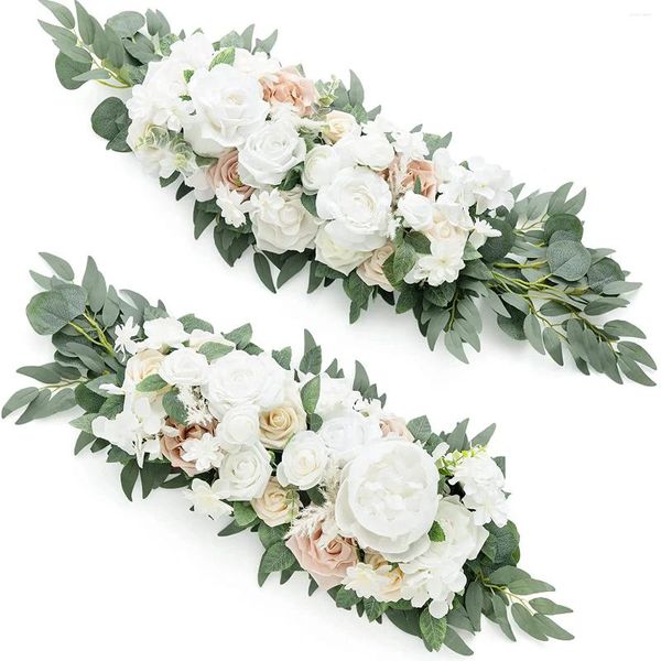 Arco de casamento de flores decorativas 2PCS Borgonha e decorações da Marinha para sinais de boas-vindas