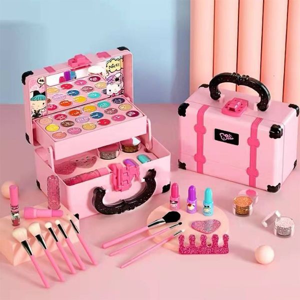 Schönheit Mode Kinder Make-up Kosmetik Spielbox Prinzessin Mädchen Spielzeug Spielset Lippenstift Lidschatten Sicherheit Ungiftig Spielzeug Kit für 230427