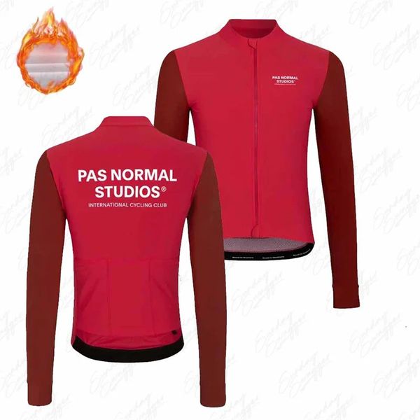 Комплекты трикотажа для велоспорта Зимняя мужская шерстяная куртка Pas Велосипедная одежда Термофлисовая рубашка с длинными рукавами Maillot Ciclismo pns Горная одежда 231127