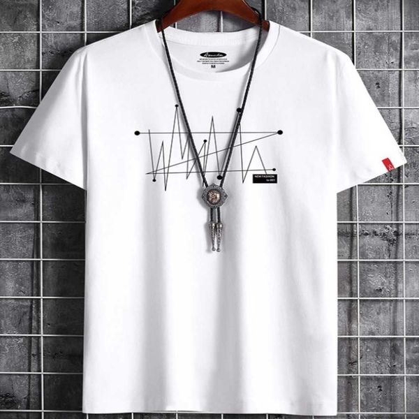 Herren T-Shirts Designer T-Shirts Kleidung Sommer Einfache Street Wear Mode Männer Baumwolle T-Shirt Linie Casual Herren T-Shirt Weiß Schwarz Plus Größe 6xl