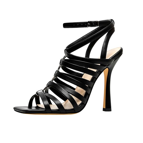 2023 Весна Новые летние сексуальные женские сандалии высокие каблуки римские дизайнерские обувь Элегантная платья свадебная обувь Большой размер 43