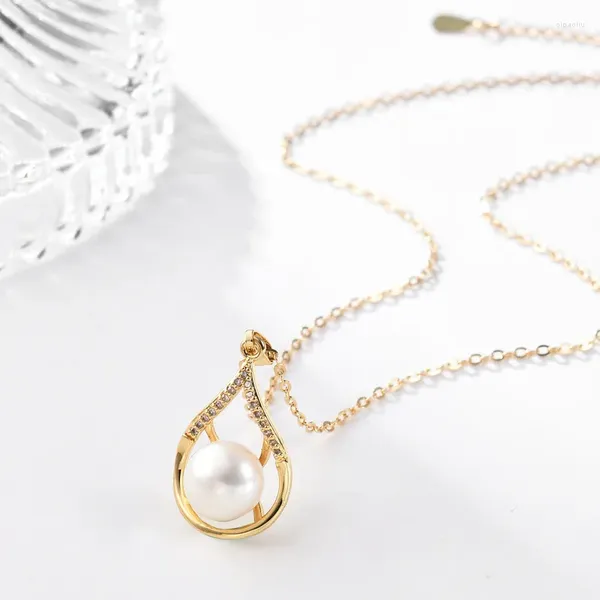 Ожерелья с подвесками, модная каплевидная форма, натуральный пресноводный жемчуг для женщин, подарок на день рождения для мамы, позолоченный 18 карат