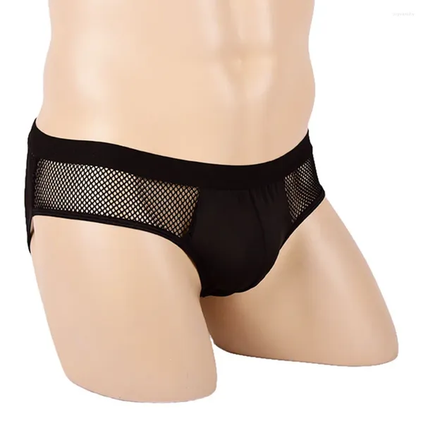 UNDUPTS MEN JOCKSTRAP iç çamaşırı balık ağı geriye dönük brifing alçak bikini külot içi boş şeffaf şort erotik iç çamaşırı