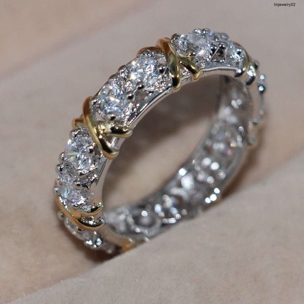 Anéis de titânio tamanho 5-11 Victoria Wieck feitos à mão com sobreposição de prata branca safira casamento CZ diamante cruz para mulheres amor presente clássicos de aço