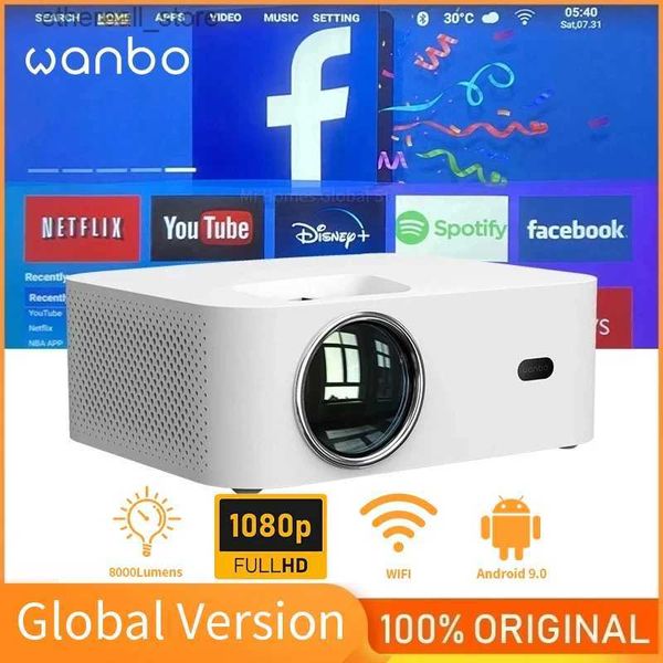 Proiettori Wanbo X1 Max Proiettore Android 9.0 Wifi Phone Full Hd 1920 * 1080P 8000 Lumen 4K Global Led Mini proiettore portatile per Home Office Q231128