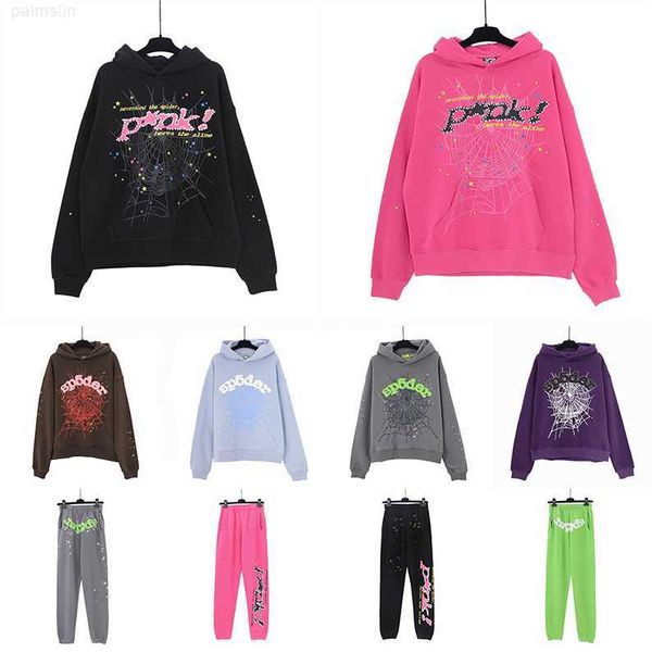 Toptan Örümcek Hoodies Spder Genç Thug Melek Külkü Pembe Kırmızı Kapüşonlu Pantolon Erkekler Spders Baskı Sweatshirts En Kalite Birçok Renk 00np