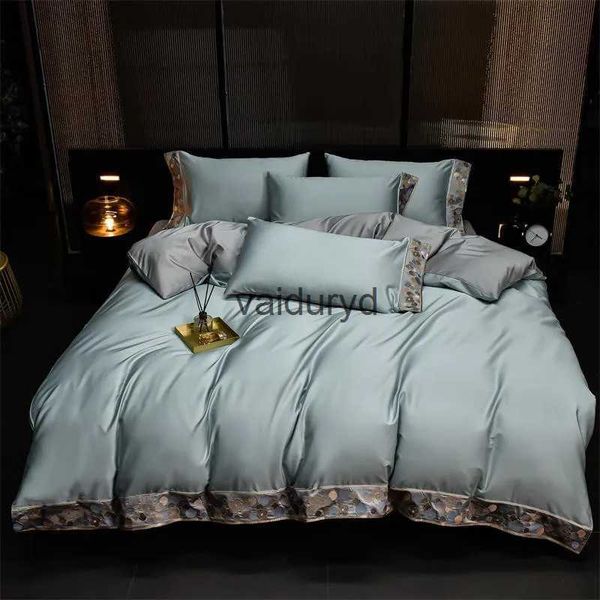 Conjuntos de cama chique borda larga bordado capa de edredão luxo 1000tc algodão egípcio conjunto de cama gêmeo rainha rei família tamanho folha casevaiduryd