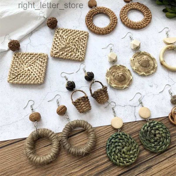 Stud novo Retro da floresta retro Rattan de tecelagem de brincos artesanais de estilo bohemiano Estilo de orelha de estilo étnico Jóias de ouvido de verão Girl Girl Gift YQ231128