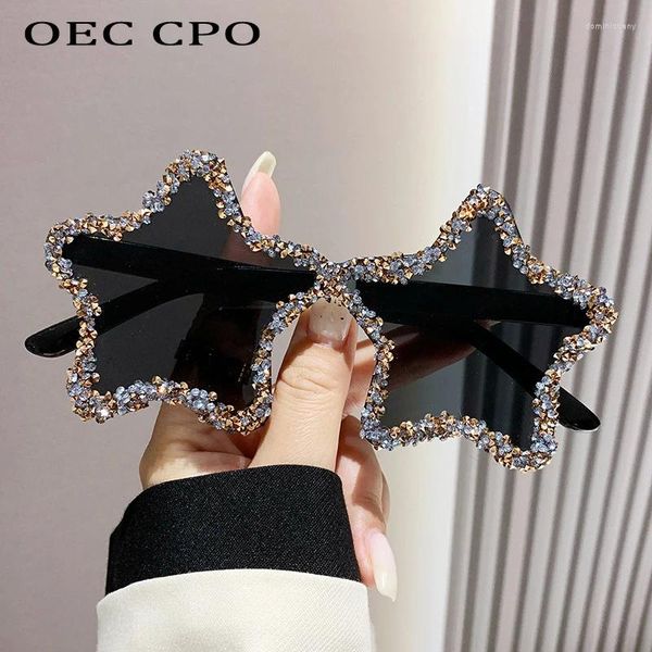 Occhiali da sole di lusso con diamanti a forma di stella Tendenze da donna con strass Occhiali da sole lucidi da donna Occhiali stile punk senza montatura Gafas De Sol