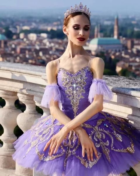 Танцевальная одежда фиолетовая балетная пачка, профессиональная настройка, высококачественное балетное платье, марлевая юбка, костюм для выступлений для взрослых и детей 231127