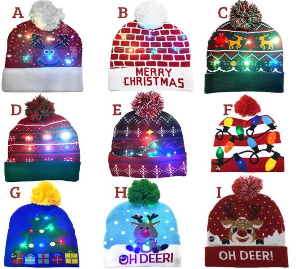 Yeni Yıl Led Örgü Noel Şapkası Beanie Işık Aydınlatıcı Çocuklar İçin Sıcak Şapka Yetişkinler Yeni Yıl Noel Dekoru SXJUN164706696