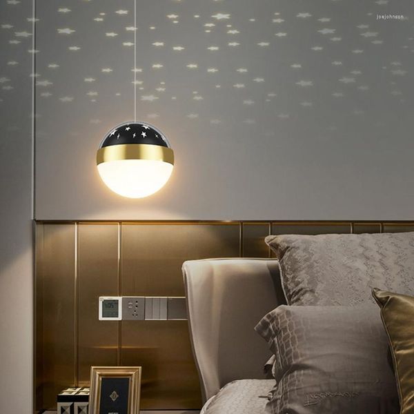 Lampade a sospensione Luci a LED nordiche Lampadari a proiezione di stelle Illuminazione per interni Decorazioni per la casa Soggiorno Camera da letto Comodino Decorazione Corridoio