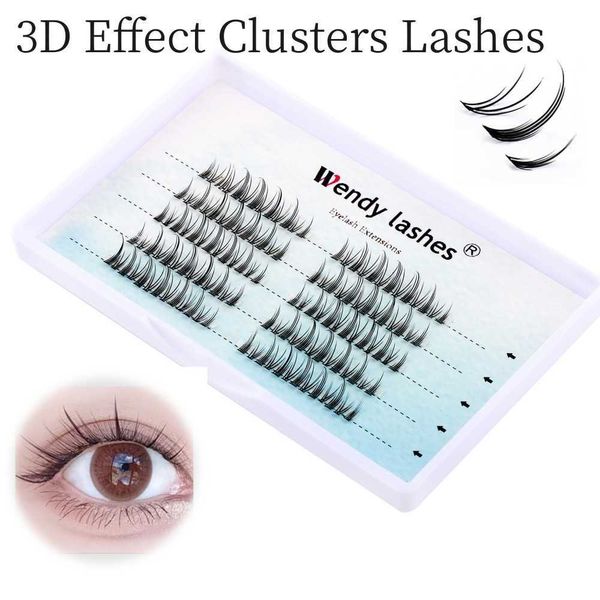 3 cílios pcfalse cílios Extensão de cílios de cluster CLUSTROS DE EFECTO 3D CLUMES DE VOLUME NATURAL 5 LINHAS LIMENTOS INDIVIDOS A PACHES DEVELAÇÃO DIY DIY Wendy Lashes Z0428