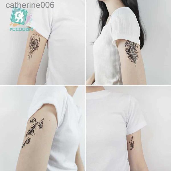 Tatuaggi Adesivi Disegni Colorati 30 Fogli Adesivo Tatuaggi Temporanei Impermeabile Body Art Line Rose Star Piccolo Tatto Finto Farfalla Fiore Mano Tatoo per Donne UominiL23