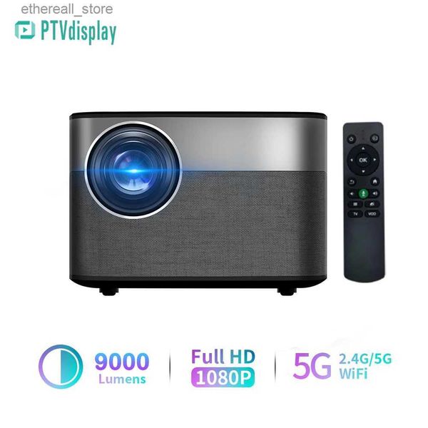 Projetores PTVDISPLAY E3H1 LED Projetor Full HD Native 1080P 4K Android9.0 WiFi Home Theater Cinema Outdoor Movie Proyector para Smartphone Q231128