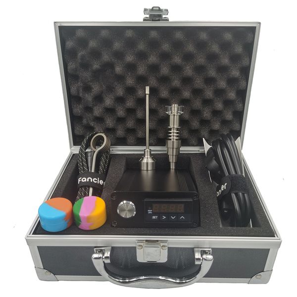 Enail Electric Nail E Dab Nail Box Kit Regolatore di temperatura Hybrid Quartz Titanium Nail Kit completo per bong in vetro Accessori per fumatori in silicone Fumo